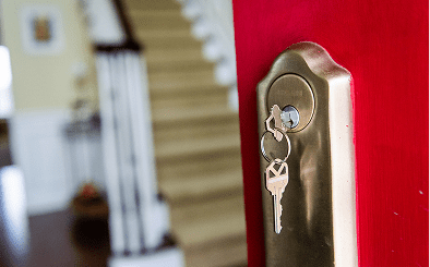Red door with house keys